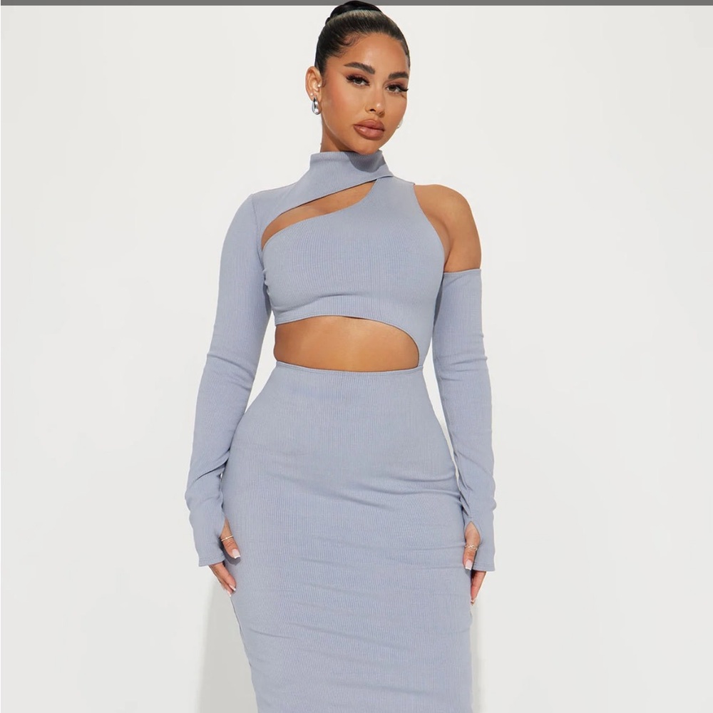 Angelina Snatched Maxi Dress - Slate Grey